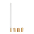 Simple Brass Candlestick Holder, Set of Four, with one white taper candle