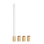 Simple Brass Candlestick Holder, Set of Four, with one white taper candle