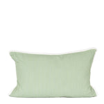 green and white striped lumbar pillow