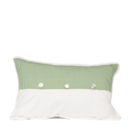 back of green and white striped lumbar pillow