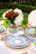 Side view of Dinner Table Display with Hydra Salad Plate in Cobalt