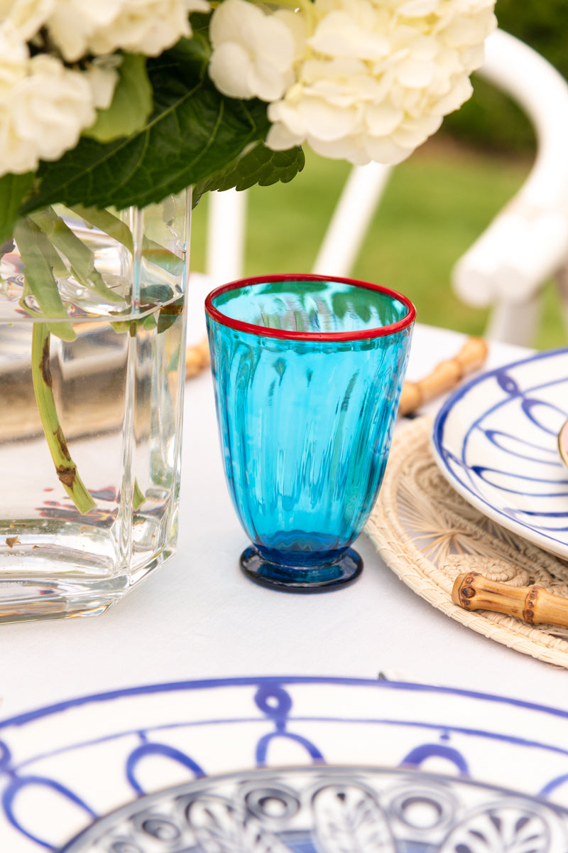 LaDoubleJ Rainbow Glasses, Set of 8 blue with red rim