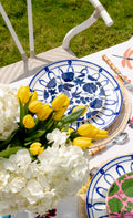 LaDoubleJ Wildbird Dessert Plate, Blue styled on table 