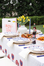 Hydra Salad Plate in Cobalt with side view of tablescape display