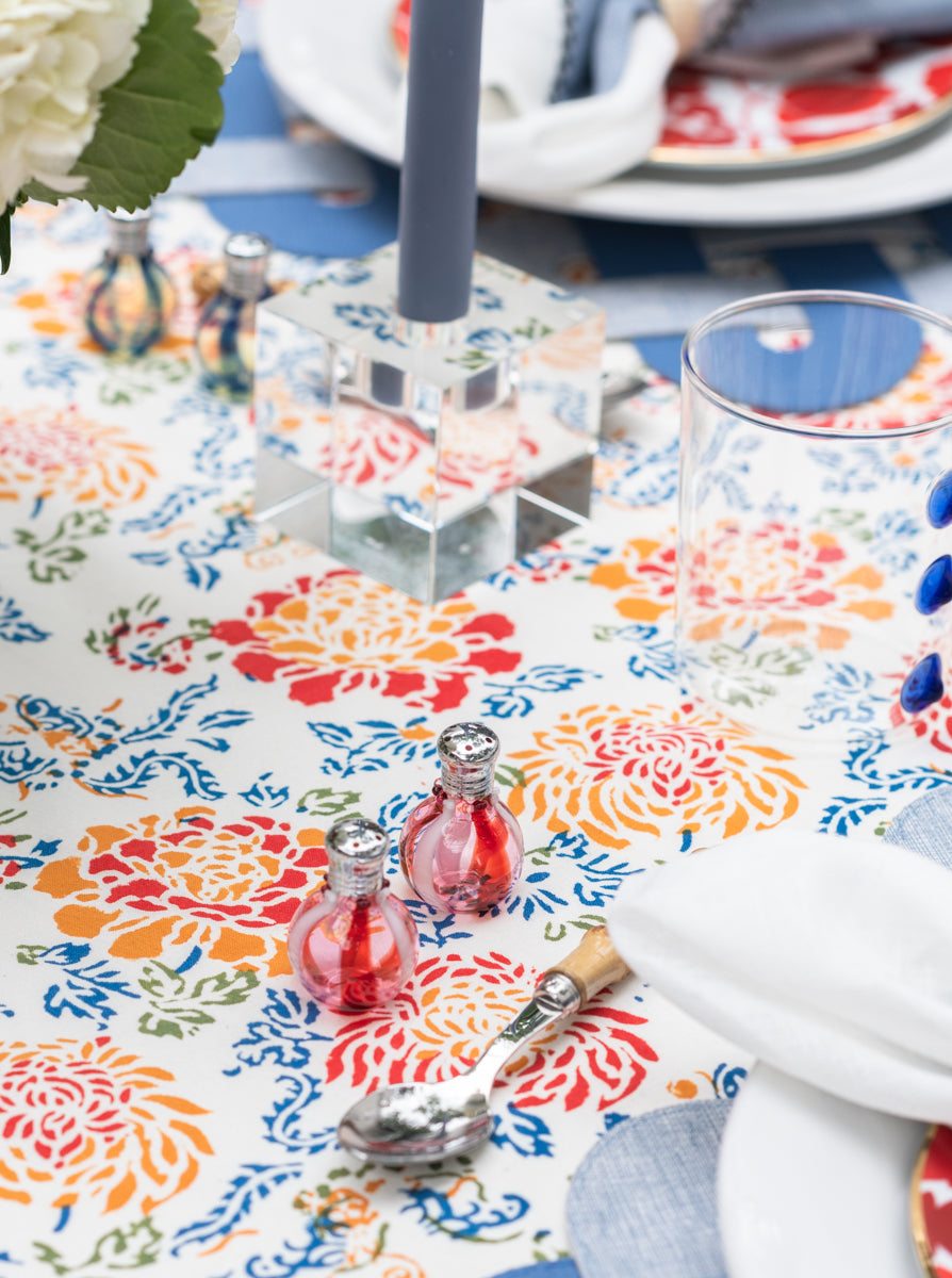 Individual Salt and Pepper Shaker Set in Peppermint displayed on tablecloth