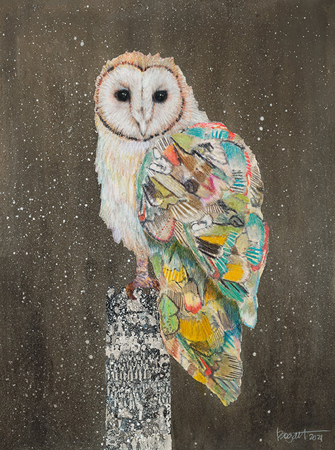 Brenda Bogart Barn Owl on a Snowy Night 2