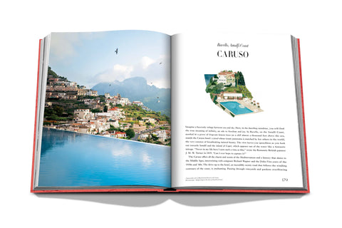 Image of two pages from book, showing Amalfi Coast