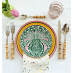 Blush Woven Tumbler styled with tablescape setting including dinner plate, accent plate, flatware and napkin