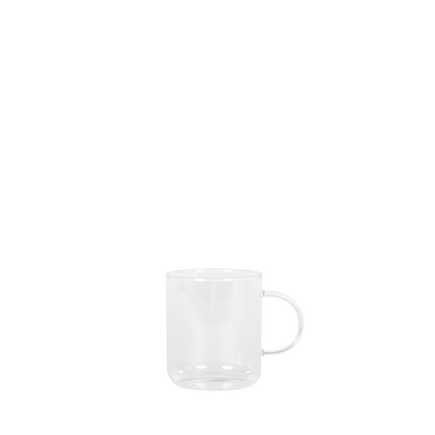 clear glass mug with handle