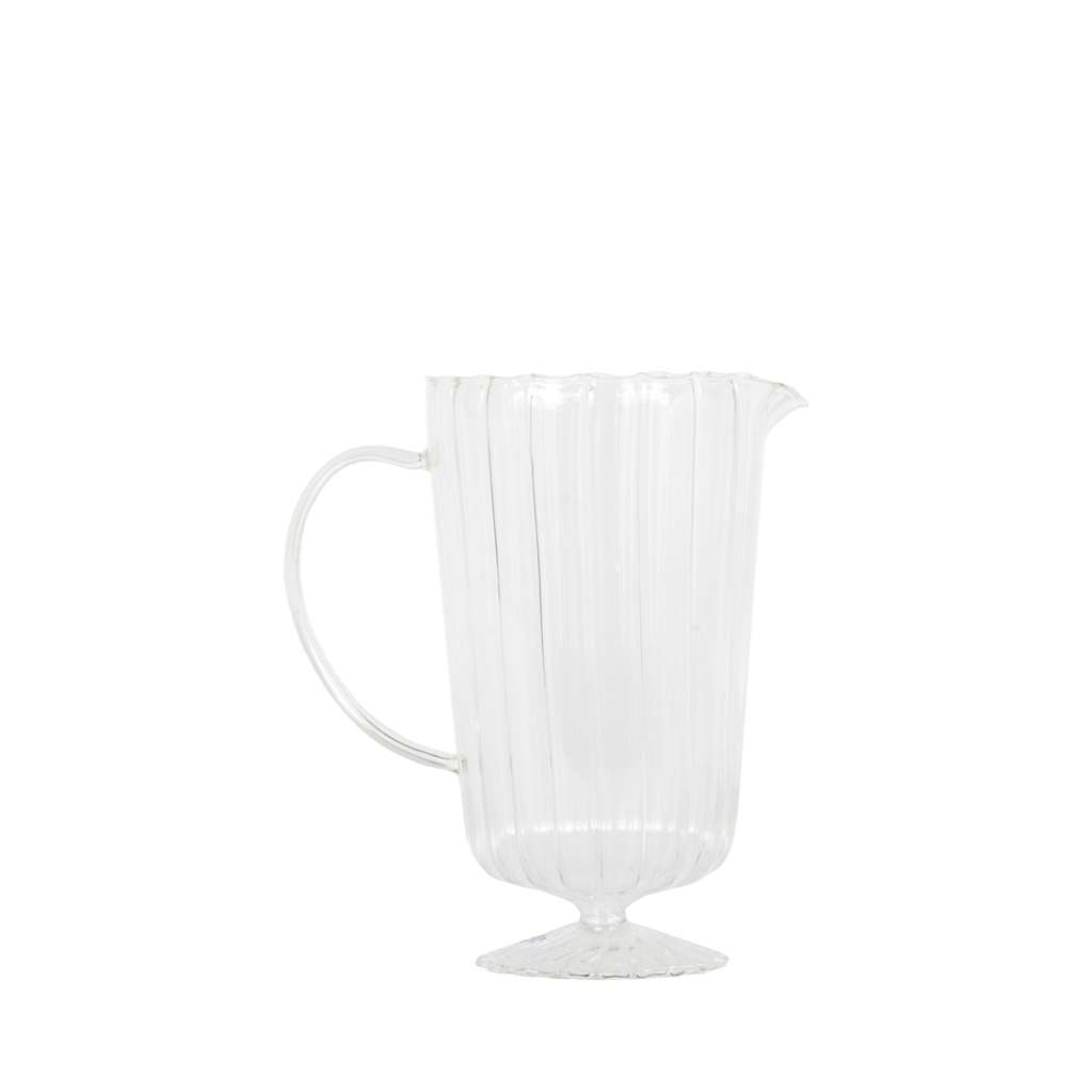 clear glass pitcher with ripple texture