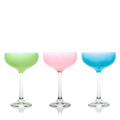 Color Pop Champagne Coupes in green, pink, and blue