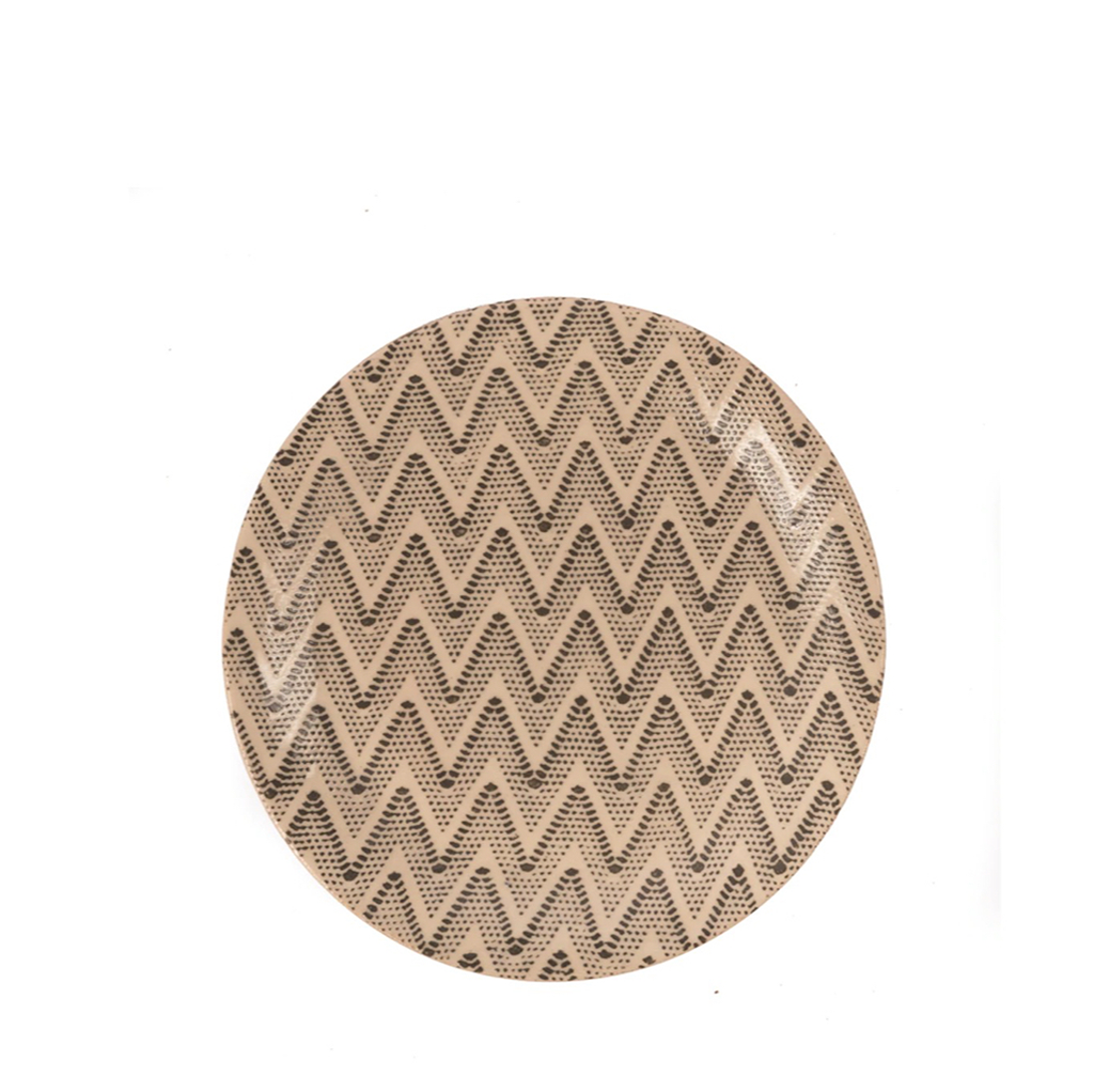 Ceramic Salad Plate, Charcoal Chevron