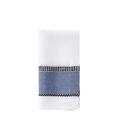 White Napkin with Blue Stripe in the Middle with black stitching around it
