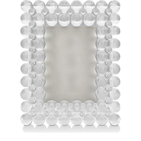 Two rows of clear crystal bubble frames around 5x7 photo