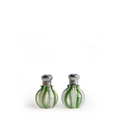 Individual Salt and Pepper Shakers in Green Stripes 