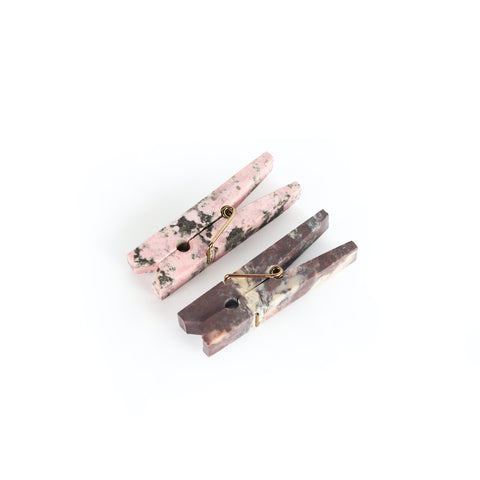 Stone clothespin, sold in a set of two, pink and purple set