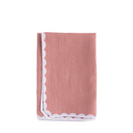 Embroidered Scallop Linen Napkin, Pink