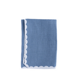 Embroidered Scallop Linen Napkin, Sky