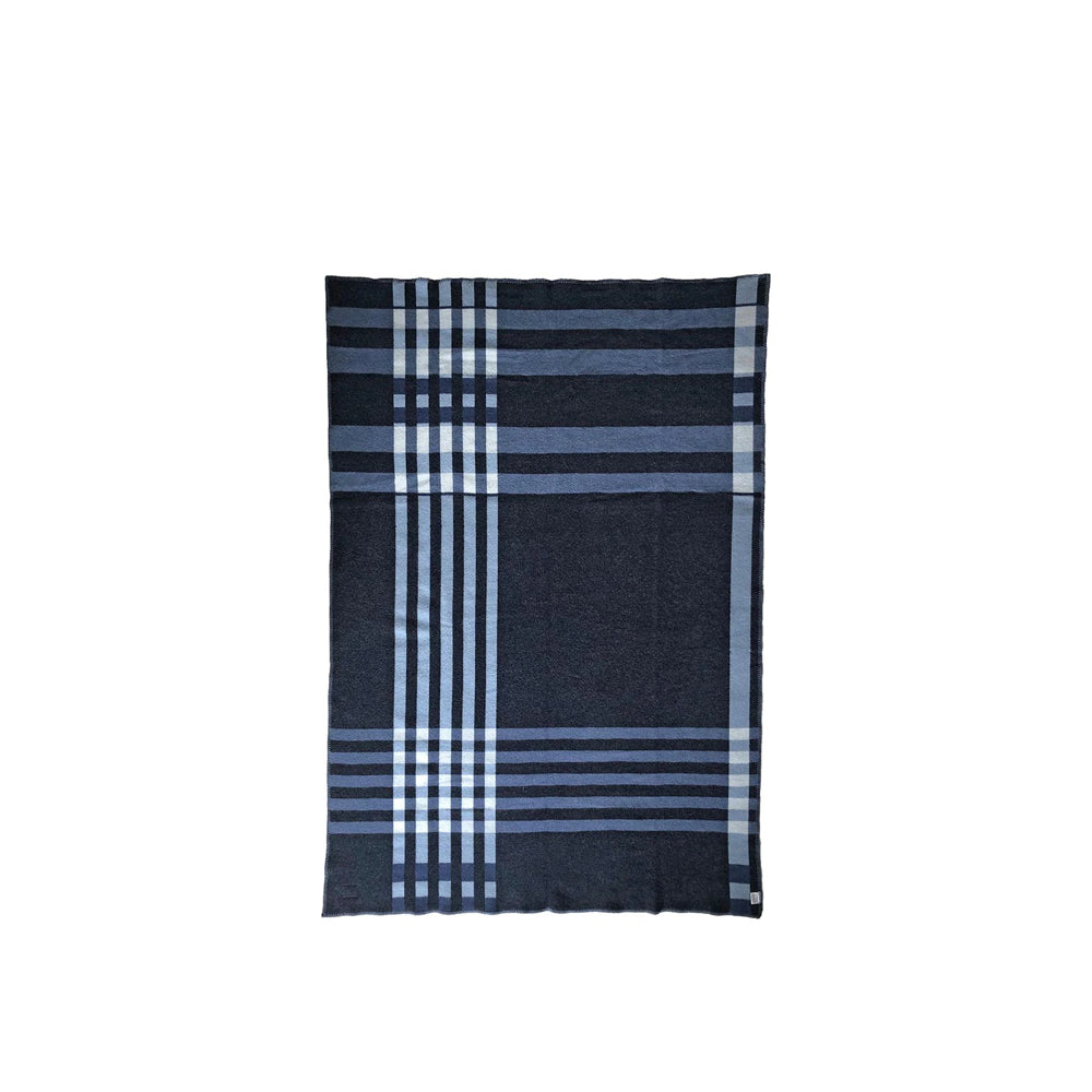 Blue Plaid Wool Throw 