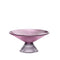 Fanned glass bowl in pink with gray stand