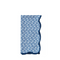 Navy Blue napkin with white floral block print pattern on a scalloped edge napkin 
