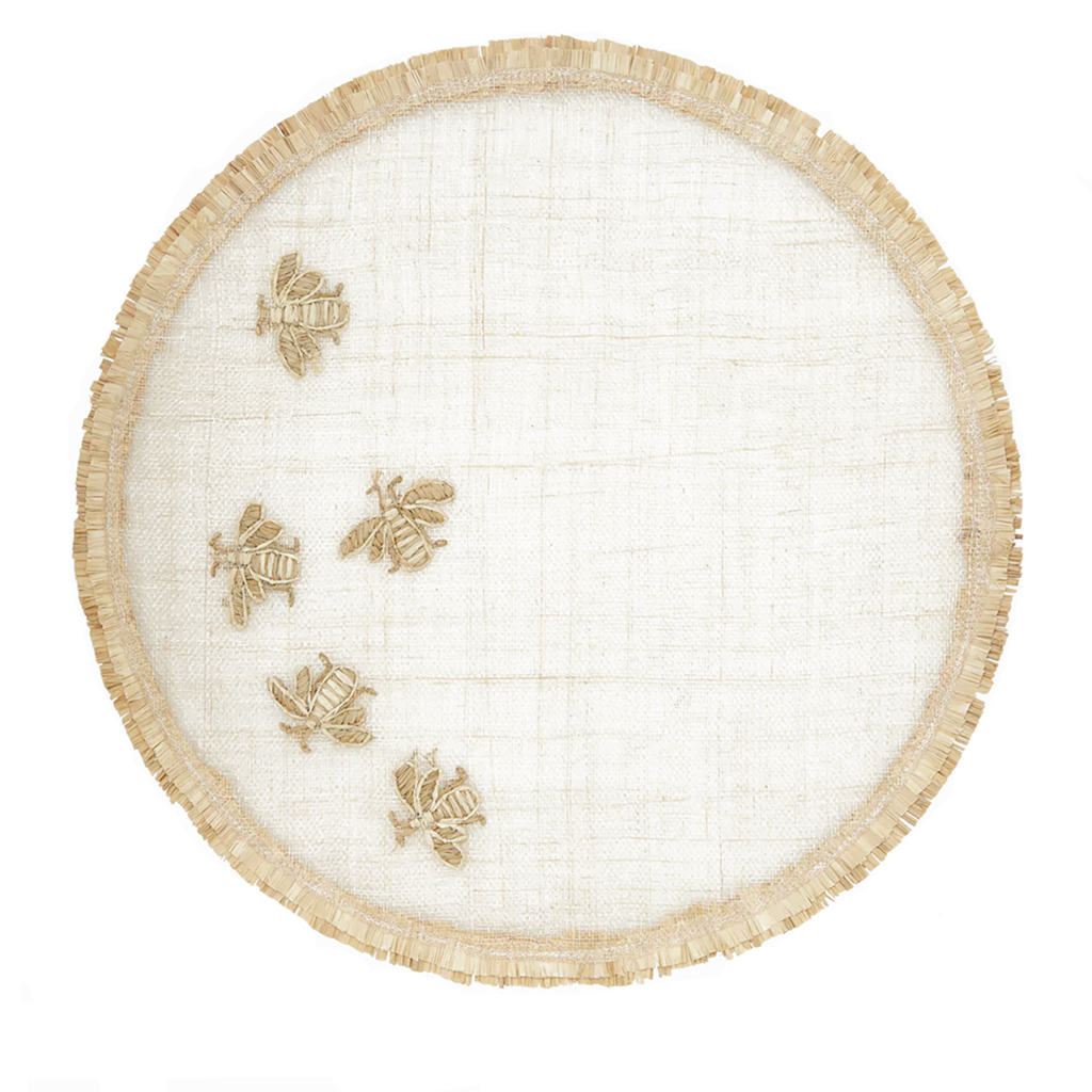 Handwoven Bee Embroidered Placemat 