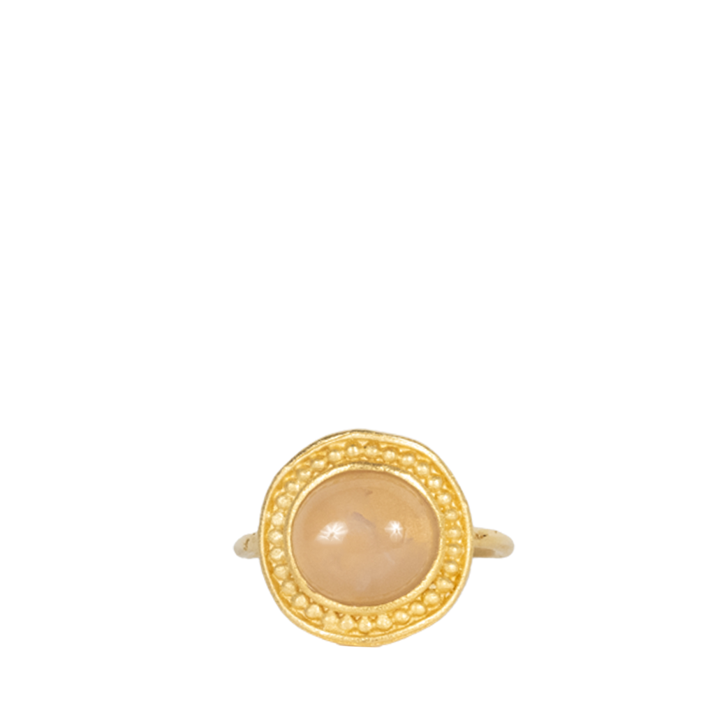 gold plated ring with rose quartz stone