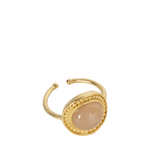 gold plated ring with rose quartz stone