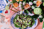 bamboo salad serving set featured in saladdish on table