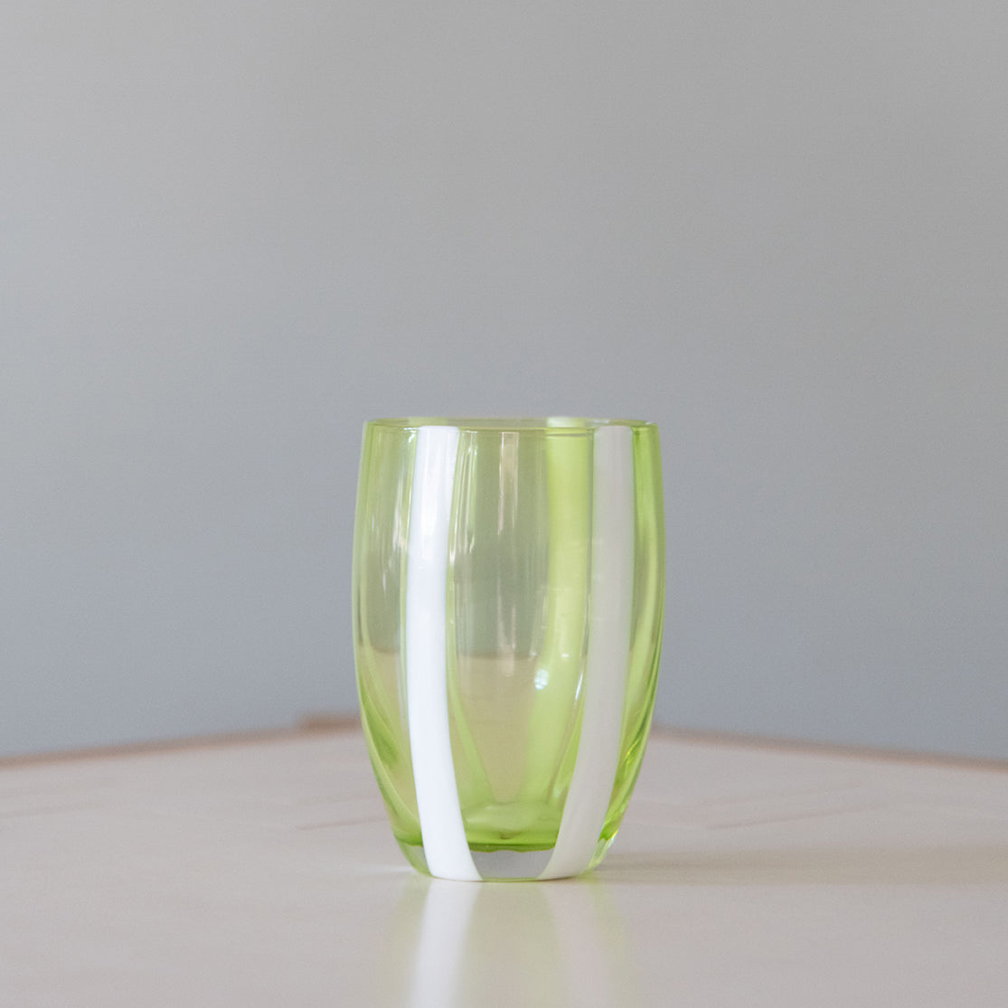 Green and White Striped Tumbler close up view