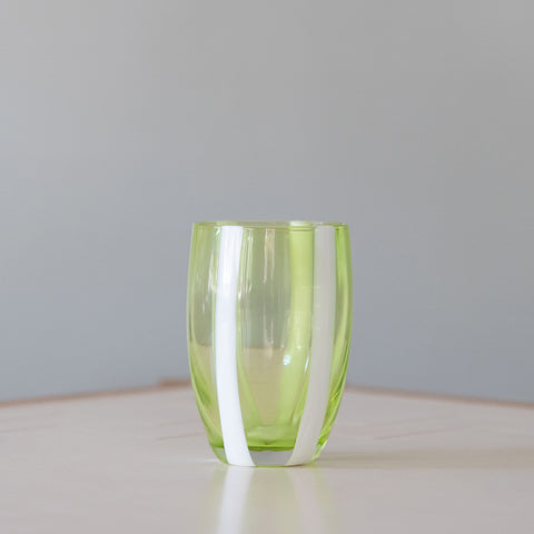 Green and White Striped Tumbler close up view