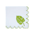 Embroidered leaf napkin, Green