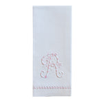 Hand Towel with Embroidered Pink R