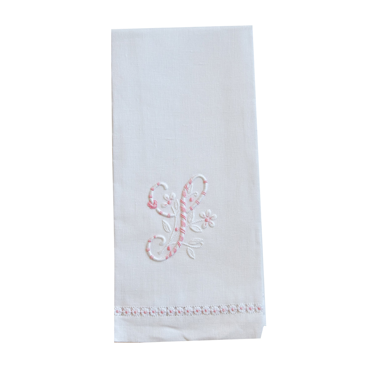 Hand Towel with Embroidered Pink S