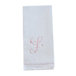 Hand Towel with Embroidered Pink S