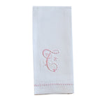 Hand Towel with embroidered pink T