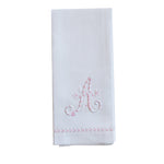 Embroidered Hand Towel with Pink Monogram A