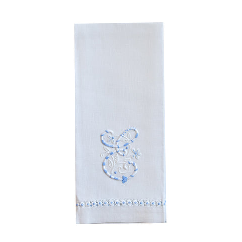 Hand Towel with embroidered blue E