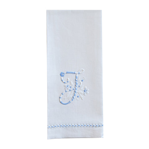 Hand Towel with embroidered blue J