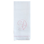 Hand Towel with Embroidered Pink D