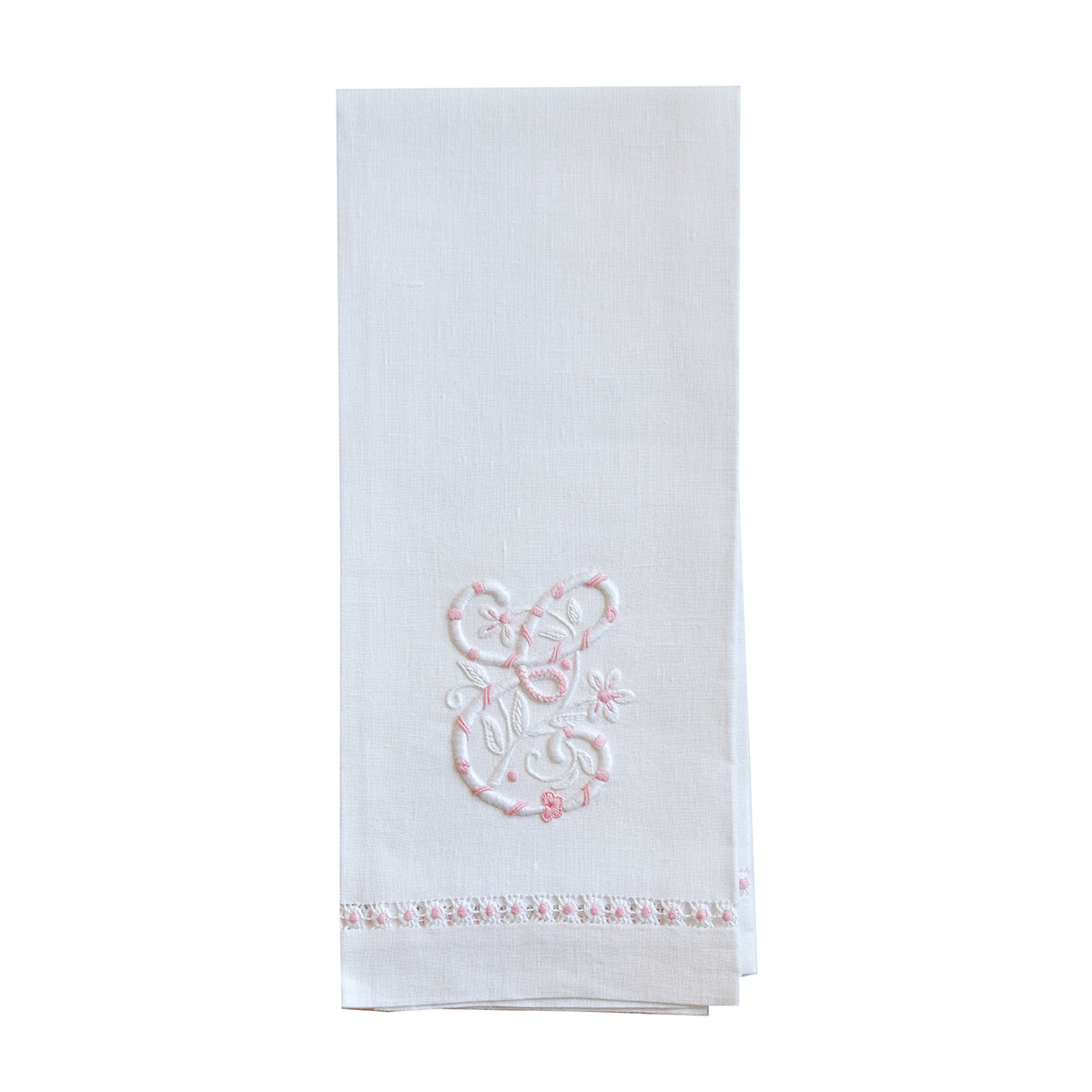 Hand Towel with Embroidered Pink E