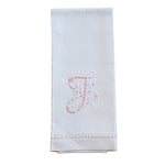 Hand Towel with Embroidered Pink J