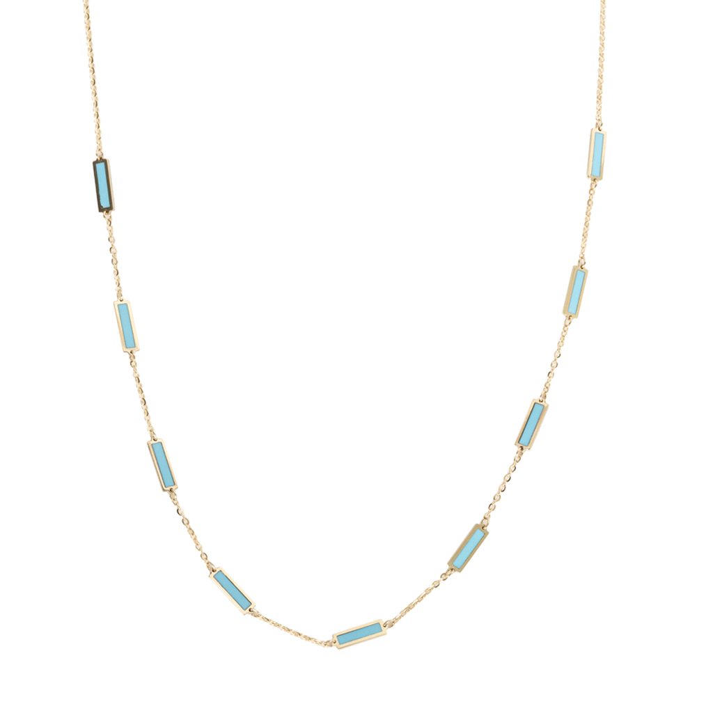 Inlay Necklace - gold necklace with blue inlay