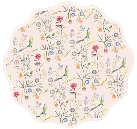 Garden of Flowers Scalloped Round Placemat, Pink