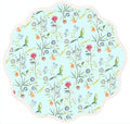 Garden of Flowers Round Scalloped Placemat, Blue