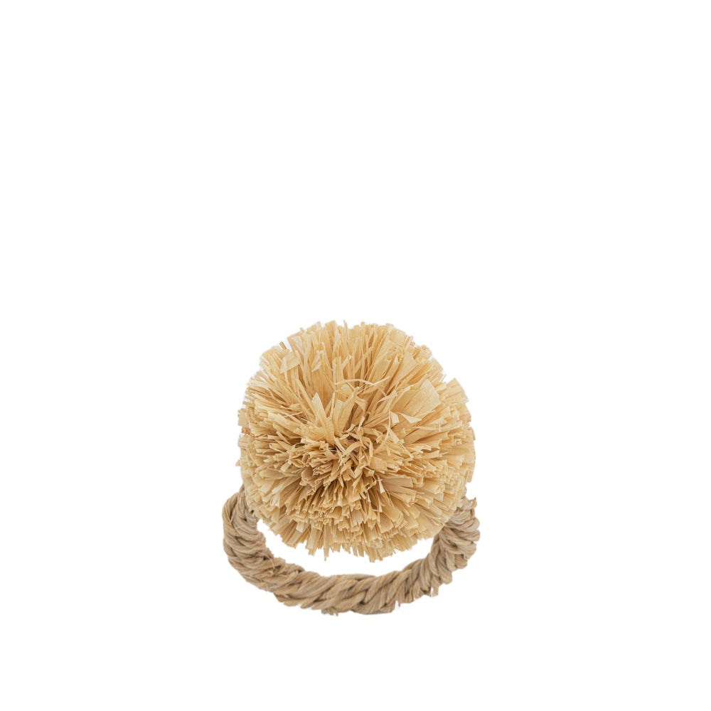 Straw Pompom Ring Natural