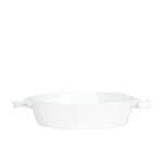 Vietri Lastra White Handled Round Baker