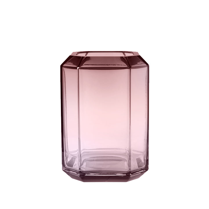 Large Faceted Vase in pink