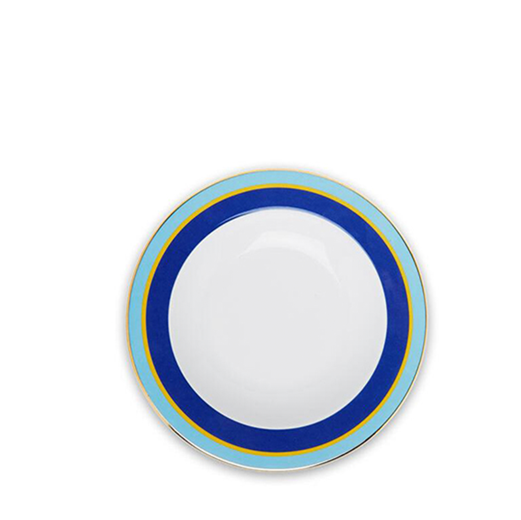 La Double J Light Blue and Navy Soup Plate