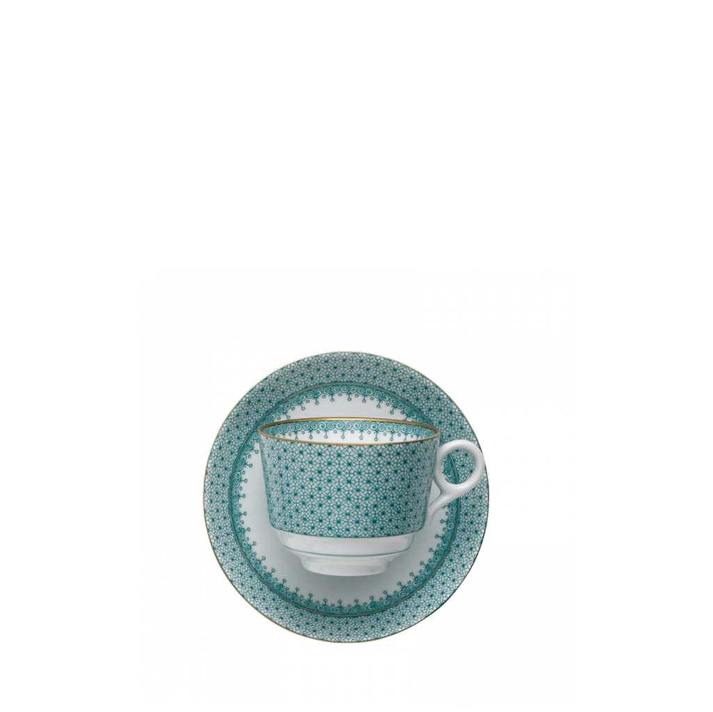 Mottahedeh Lace Cup and Saucer, Teal